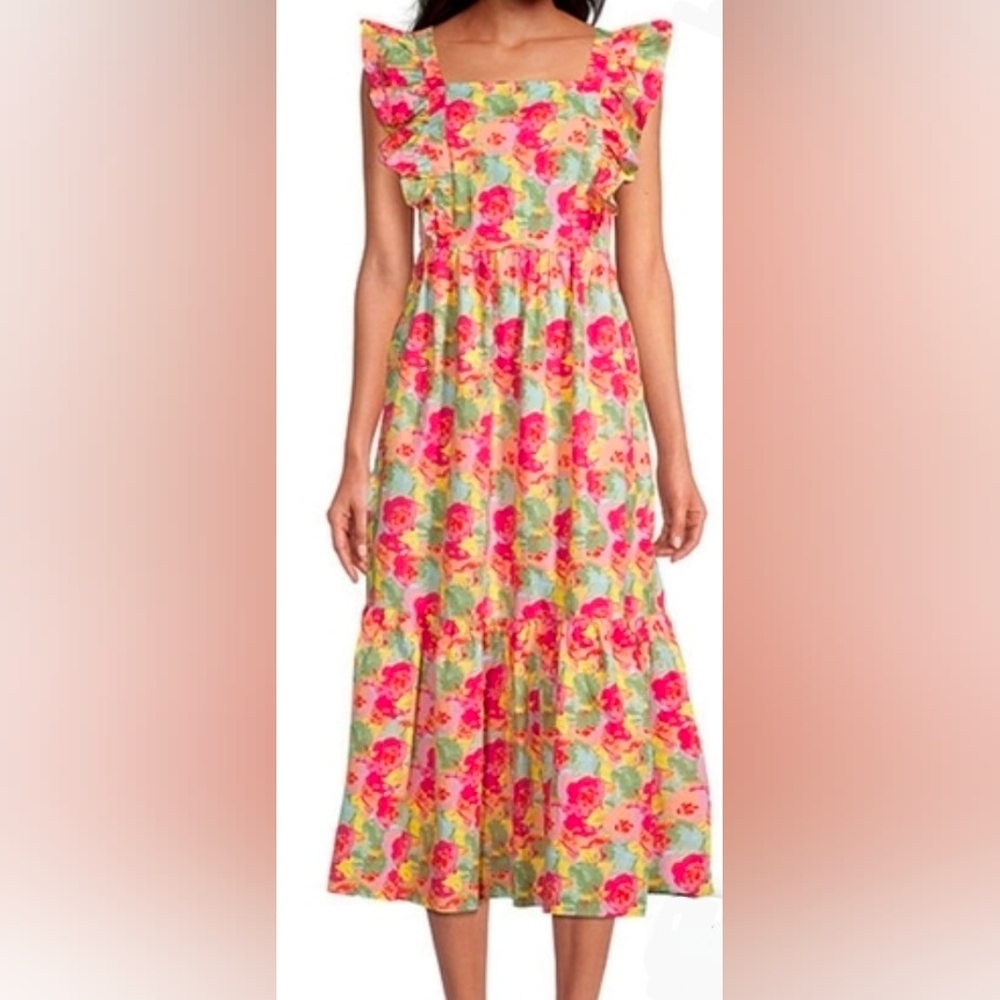 🔥 Peyton & Parker Pink and Green Floral Maxi Dress Size L
